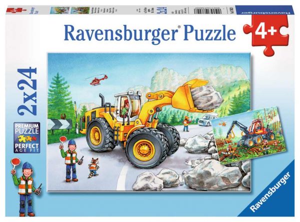Ravensburger® Puzzle - Bagger und Waldtraktor, 2x24 Teile